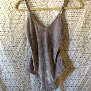 Grey velvet body suit